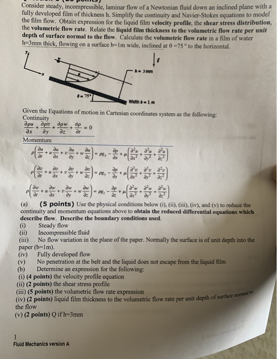 Solved Consider Steady, Incompressible, Laminar Flow Of A | Chegg.com