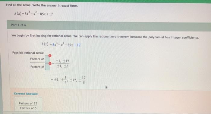 Solved Find all the zeros. Write the answer in exact form. | Chegg.com