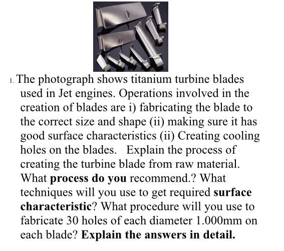 Solved 1. The photograph shows titanium turbine blades used