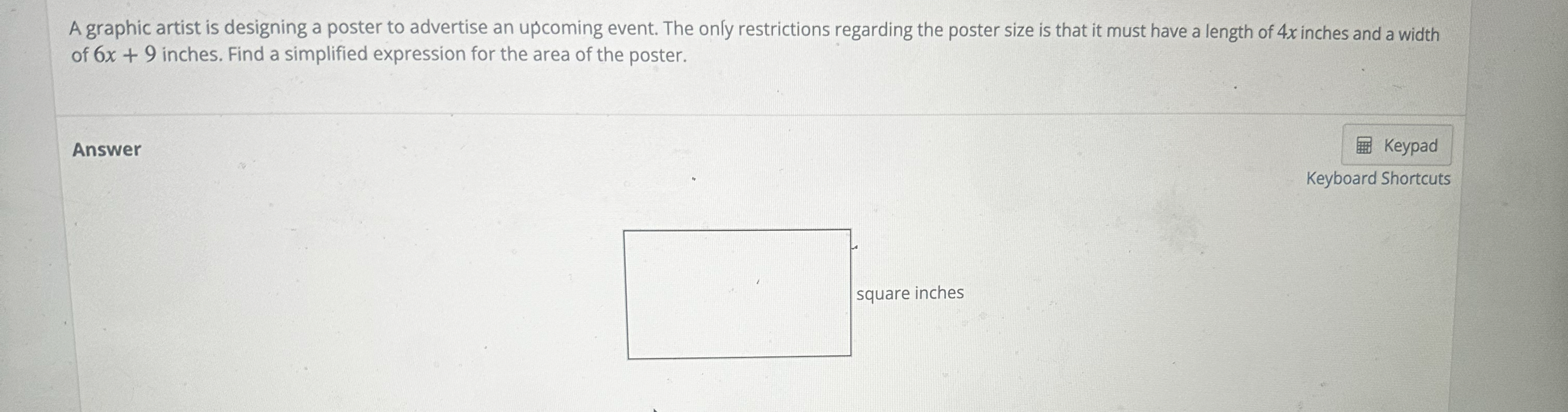 Solved A graphic artist is designing a poster to advertise | Chegg.com