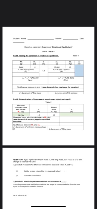 Report On Laboratory Experiment Rotational | Chegg.com