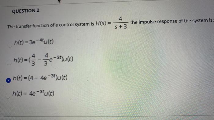 Solved Question 2 4 5 3 The Impulse Response Of The Sys Chegg Com