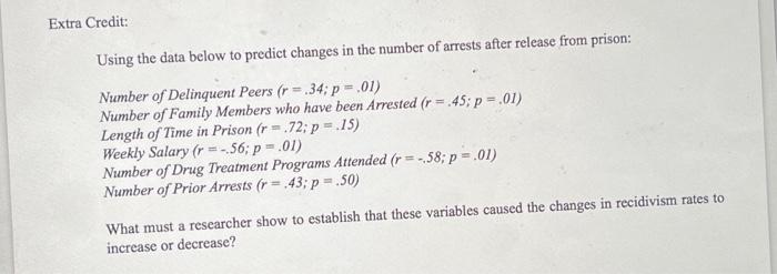 Solved Extra Credit: Using the data below to predict changes | Chegg.com