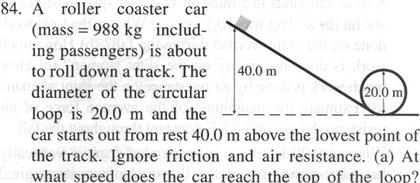 Solved A roller coaster car mass 988 kg including Chegg