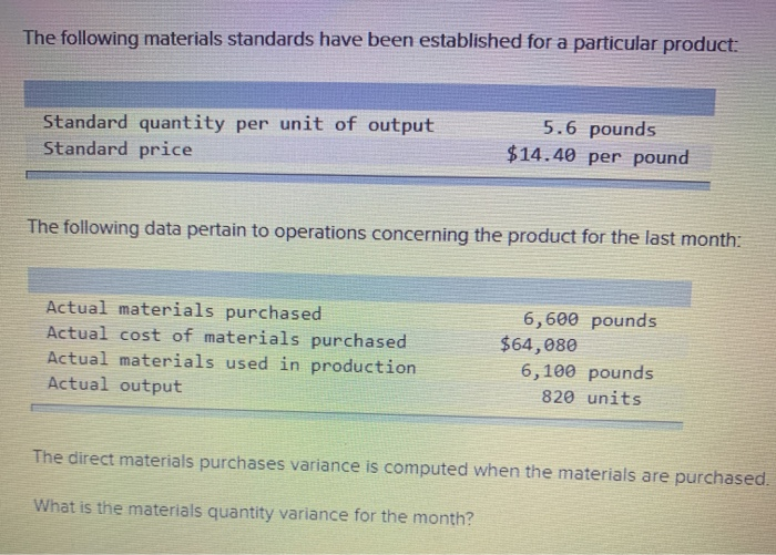 solved-the-following-materials-standards-have-been-chegg