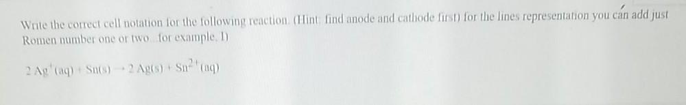 Solved Write the correct cell notation for the following | Chegg.com