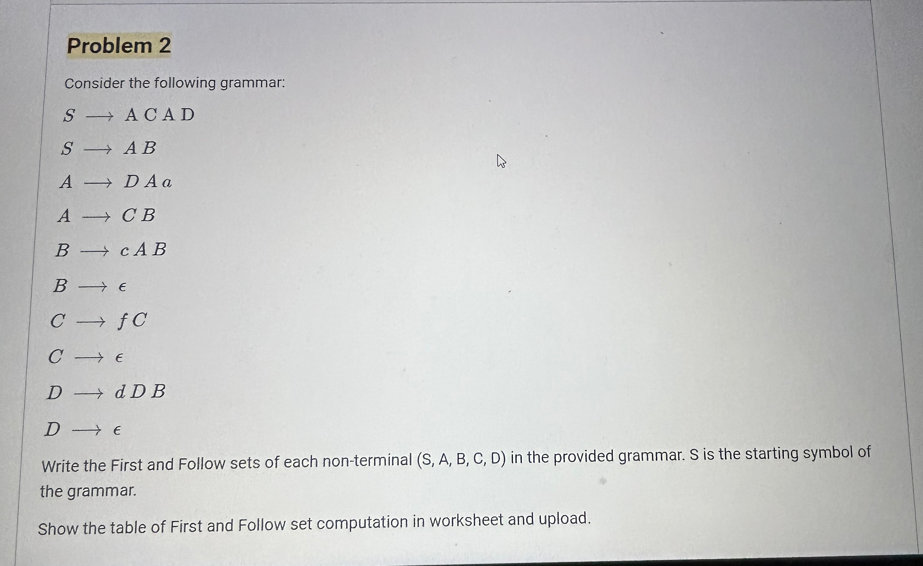 Solved Problem 2Consider the following | Chegg.com