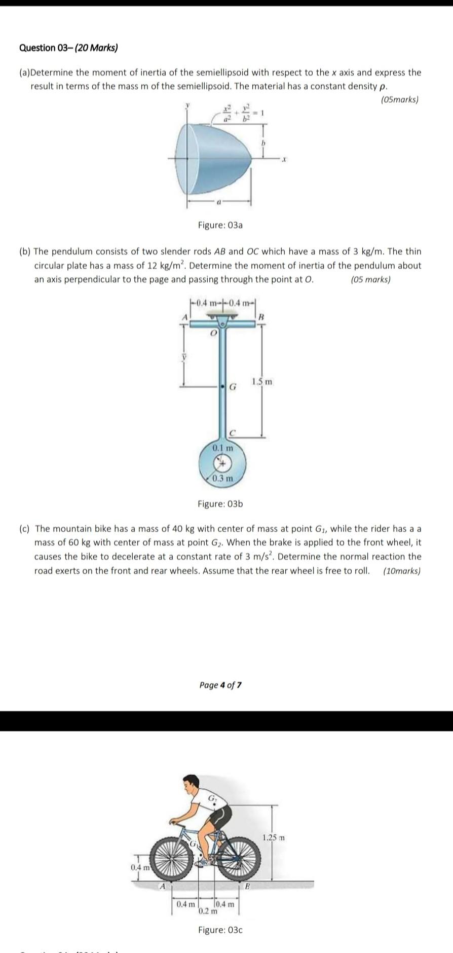 (a)Determine the moment of inertia of the semiellipsoid with respect to the \( x \) axis and express the result in terms of t