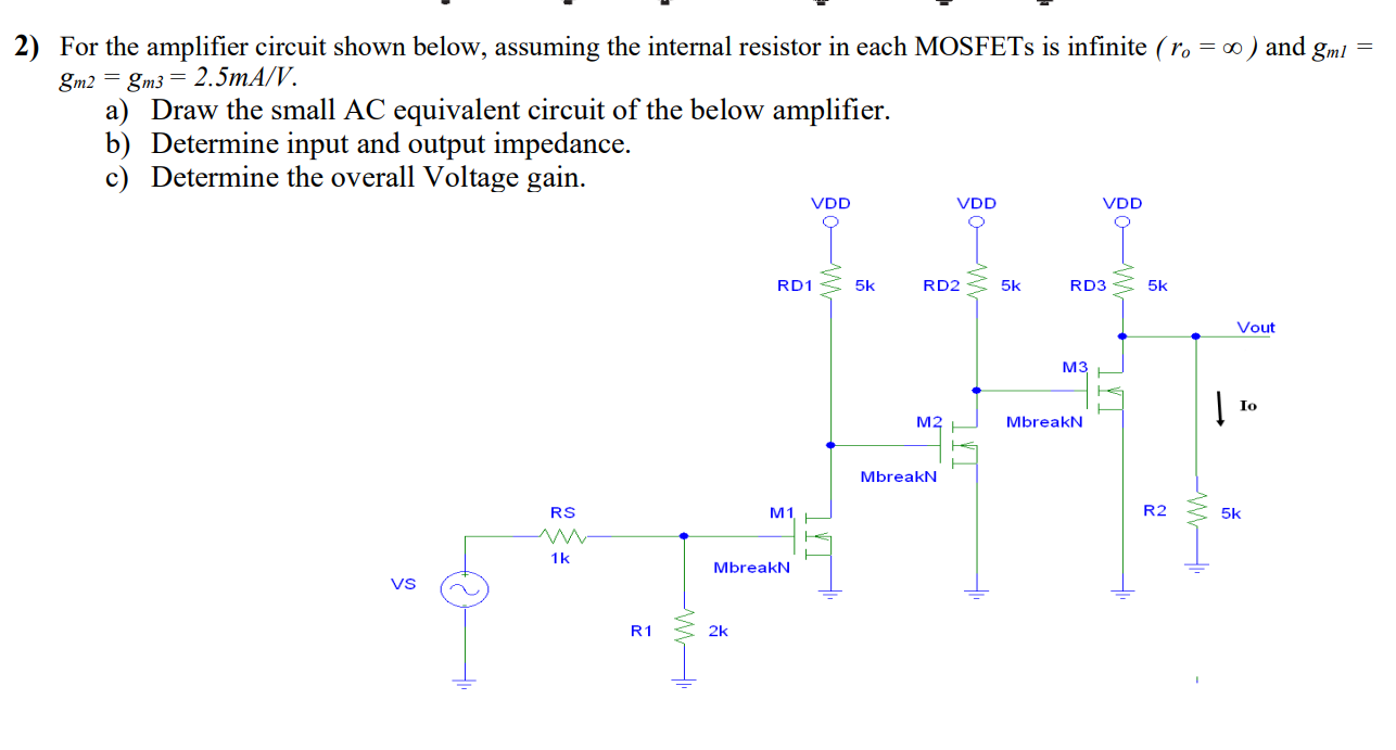 Solved For the amplifier circuit shown below, assuming the | Chegg.com