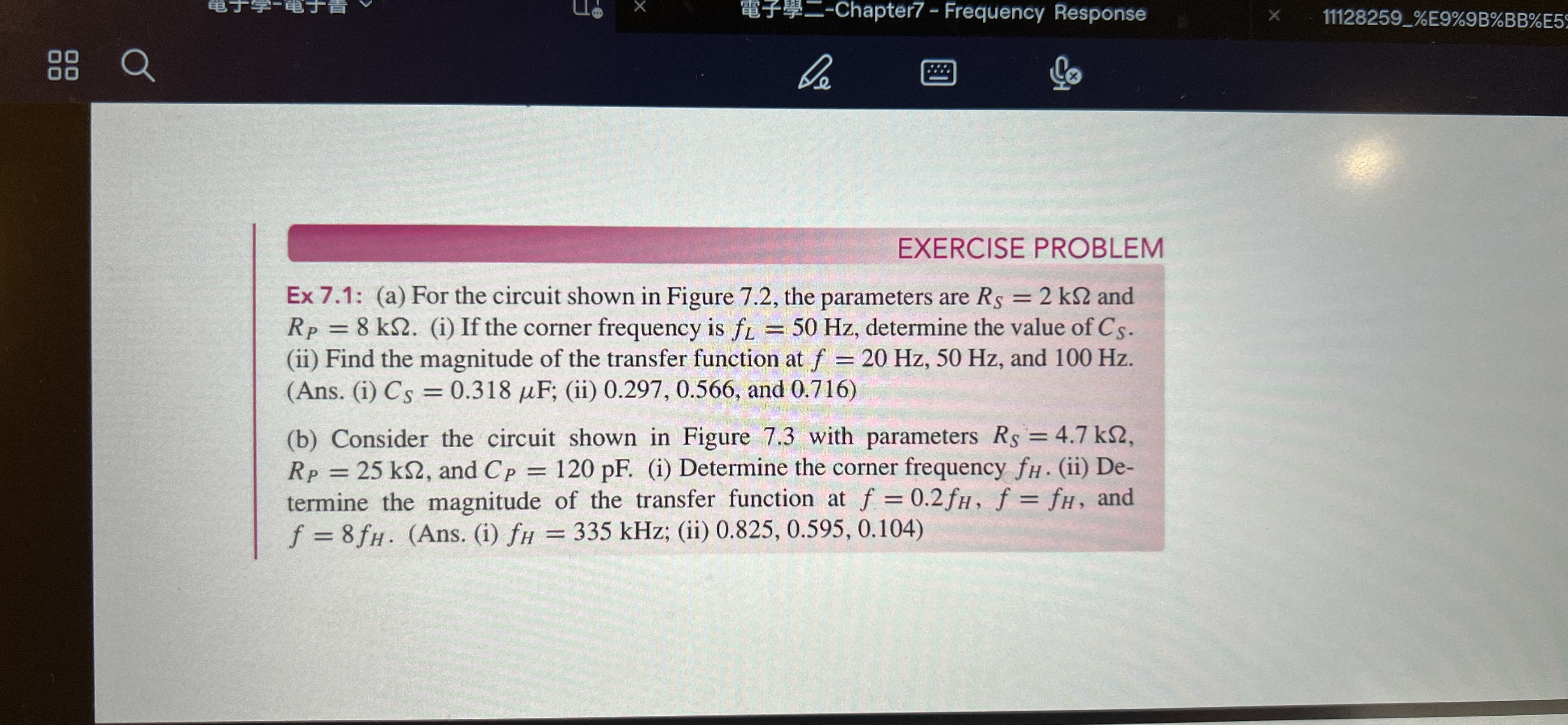 EXERCISE PROBLEMEx 7.1: (a) ﻿For the circuit shown in | Chegg.com