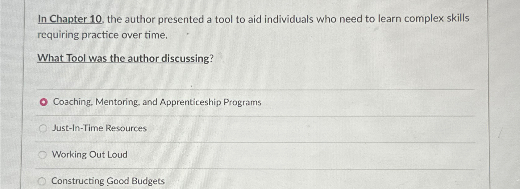 Solved In Chapter 10, ﻿the author presented a tool to aid | Chegg.com