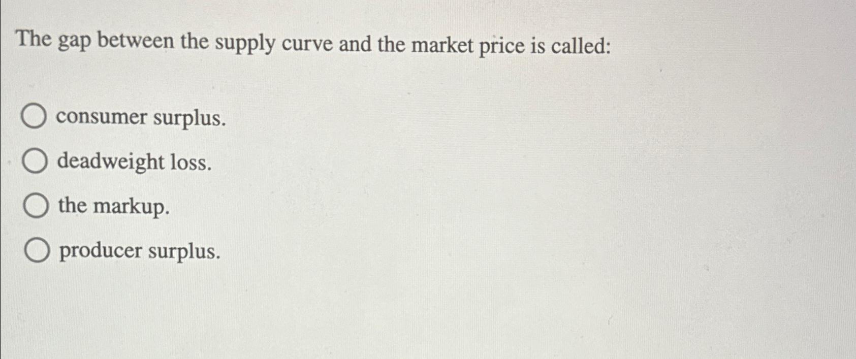 Solved The gap between the supply curve and the market price | Chegg.com