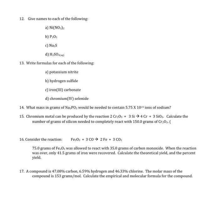 Solved Chemistry 121 - Dr. Tippetts Midterm Exam 1 Practice | Chegg.com