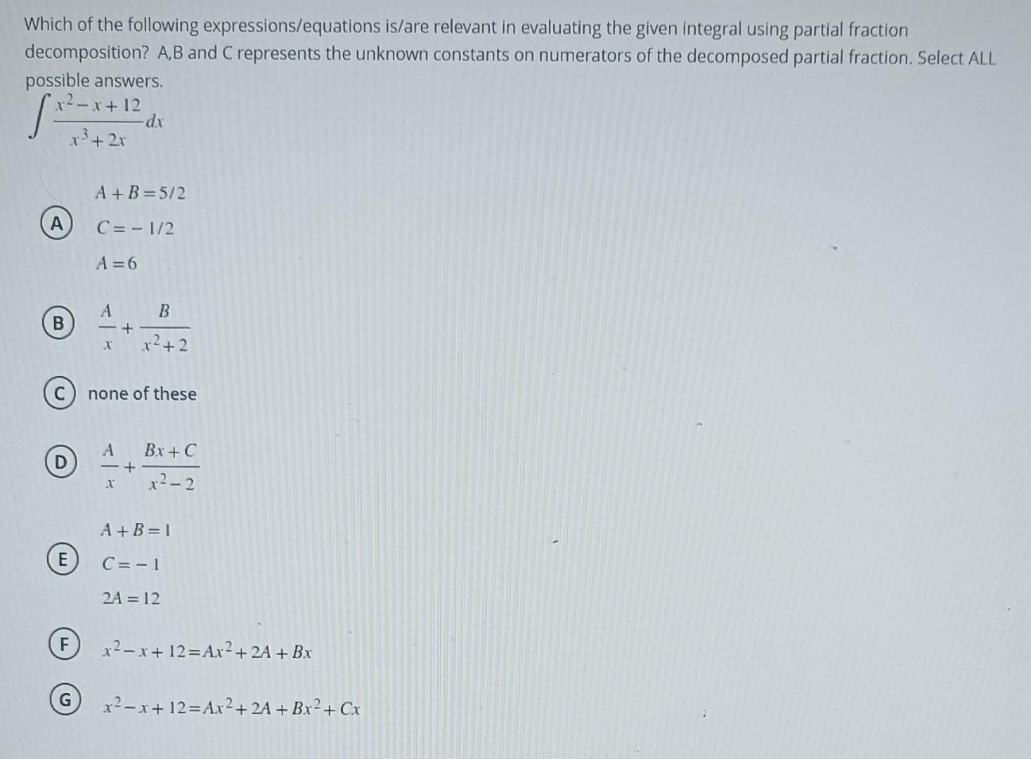 Solved Which of the following expressions/equations is/are | Chegg.com