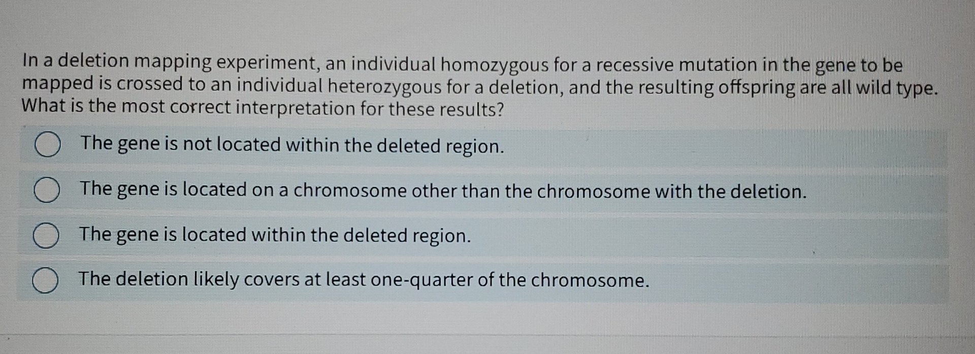 Solved In A Deletion Mapping Experiment, An Individual | Chegg.com