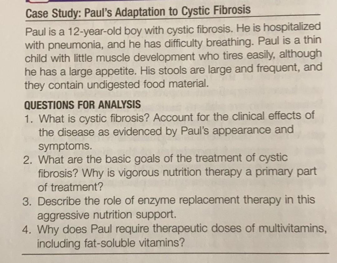 Solved Case Study Paul's Adaptation to Cystic Fibrosis Paul
