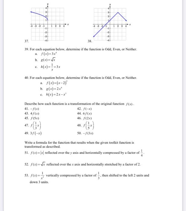 Solved . 2+ -4 -3 -2 -1 13 3 A - 2 c. 37. 38. 39. For each | Chegg.com