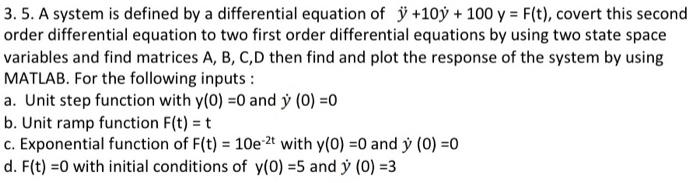 Solved 3. 5. A system is defined by a differential equation | Chegg.com