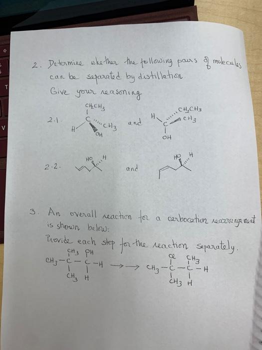 Solved 2. Determine whether the following pairs of molecules | Chegg.com