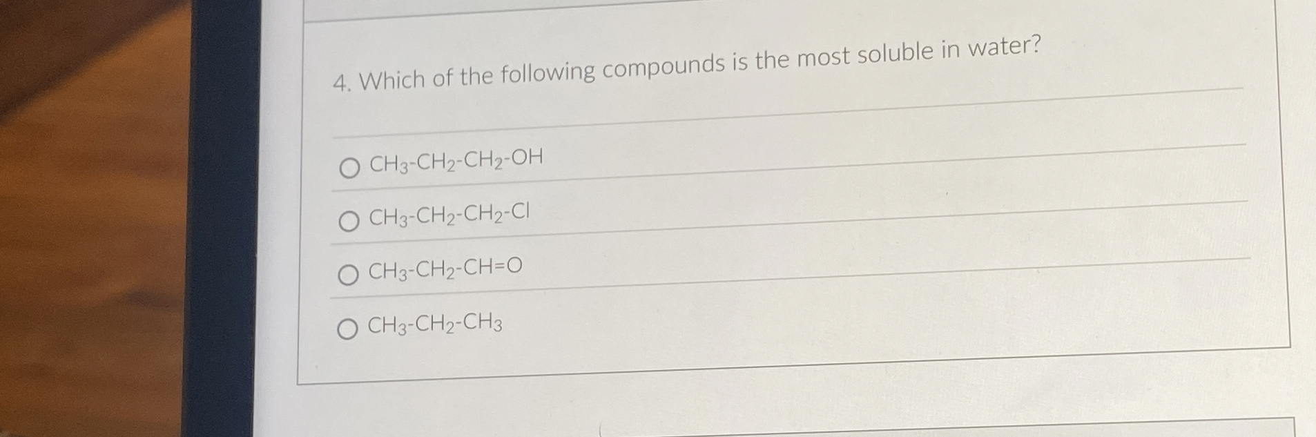 Solved Which of the following compounds is the most soluble | Chegg.com