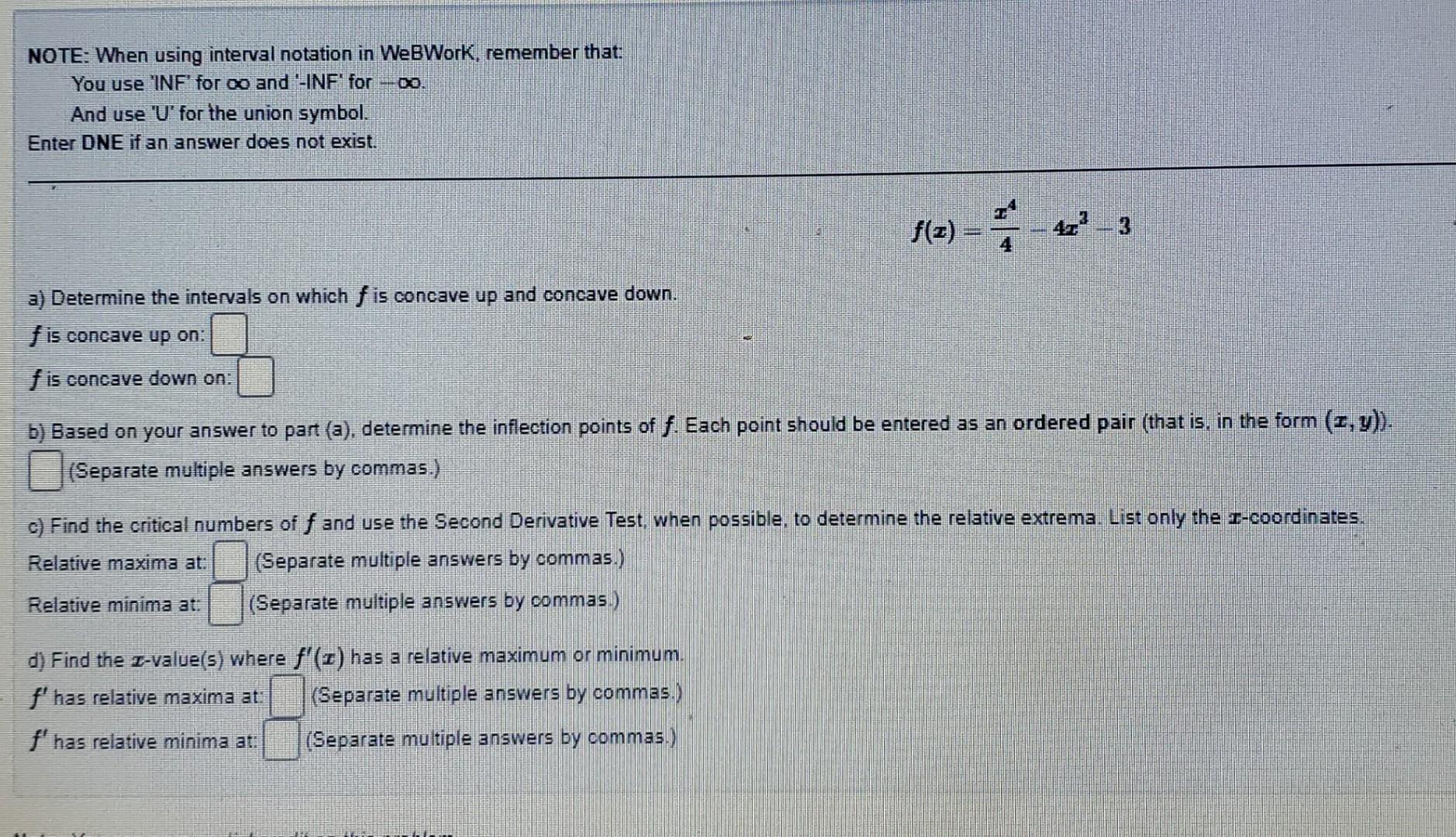 Solved note when using interval notation in webwork chegg