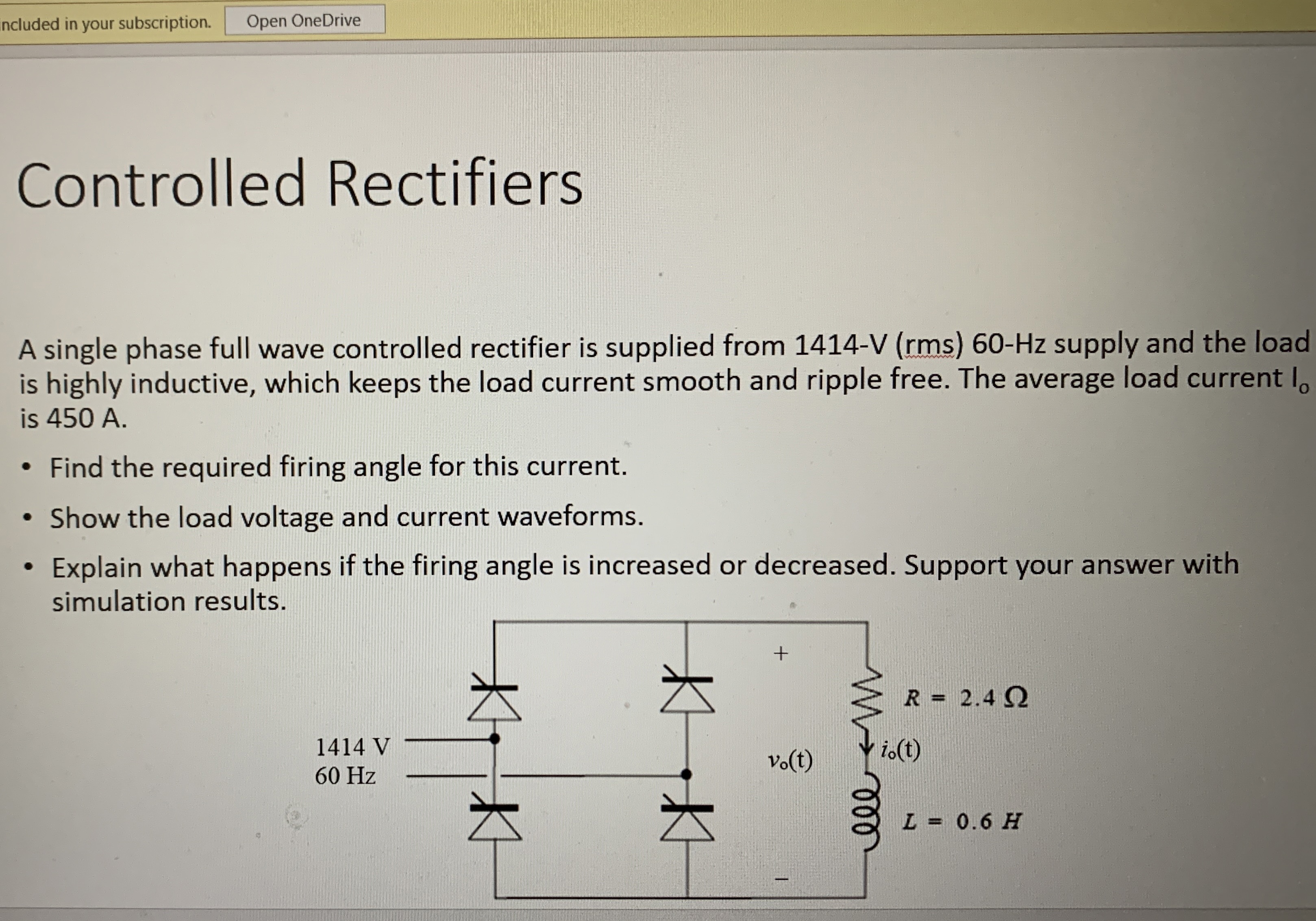 Solved Controlled RectifiersA single phase full wave | Chegg.com