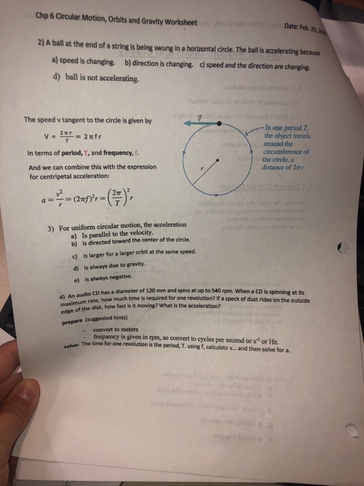 Uniform Circular Motion Worksheet Situation Or Object And Explanation
