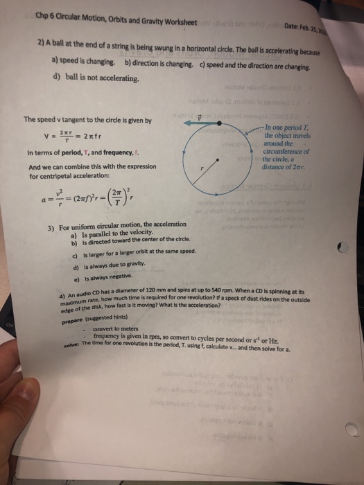 Solved 1 For Uniform Circular Motion The Acceleration A Chegg Com