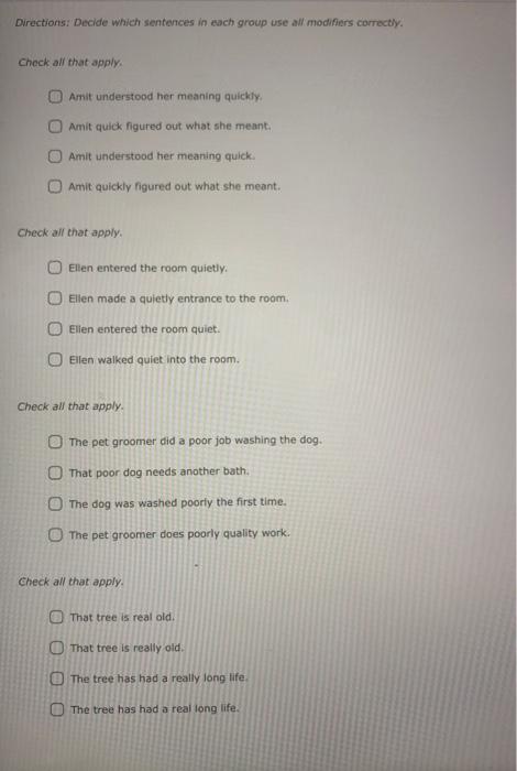 Solved Directions Decide Which Sentences In Each Group Use Chegg