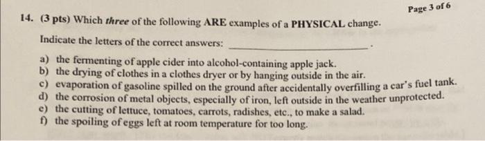 Solved Page 3 of 6 14. (3 pts) Which three of the following | Chegg.com