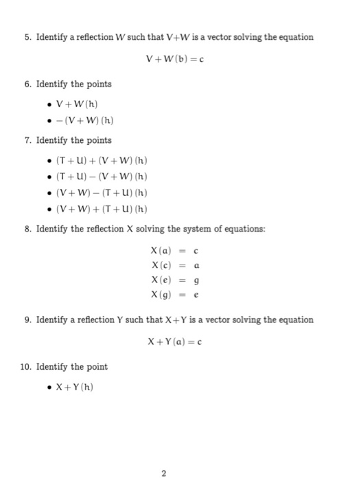 Solved 5 Identify A Reflection W Such That V W Is A Vect Chegg Com