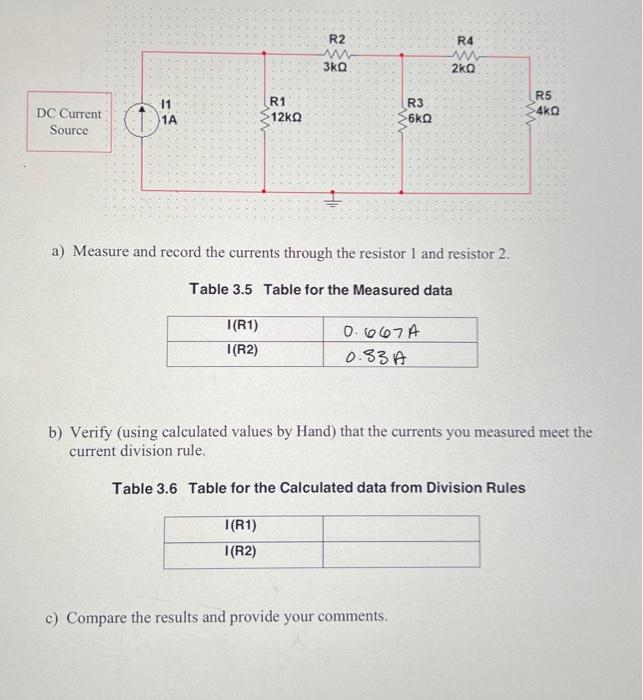 Solved a) Measure and record the currents through the | Chegg.com