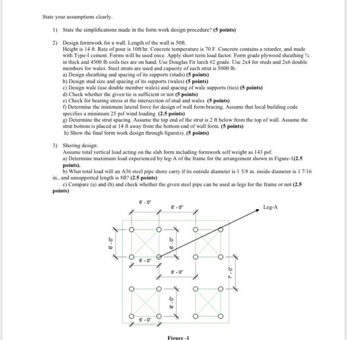 Solved ) Design formwork for a wall. Length of the wall is | Chegg.com