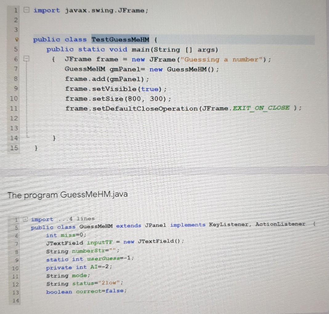 Solved 8. 1 El import javax.swing. JFrame; 2. 3 public class | Chegg.com