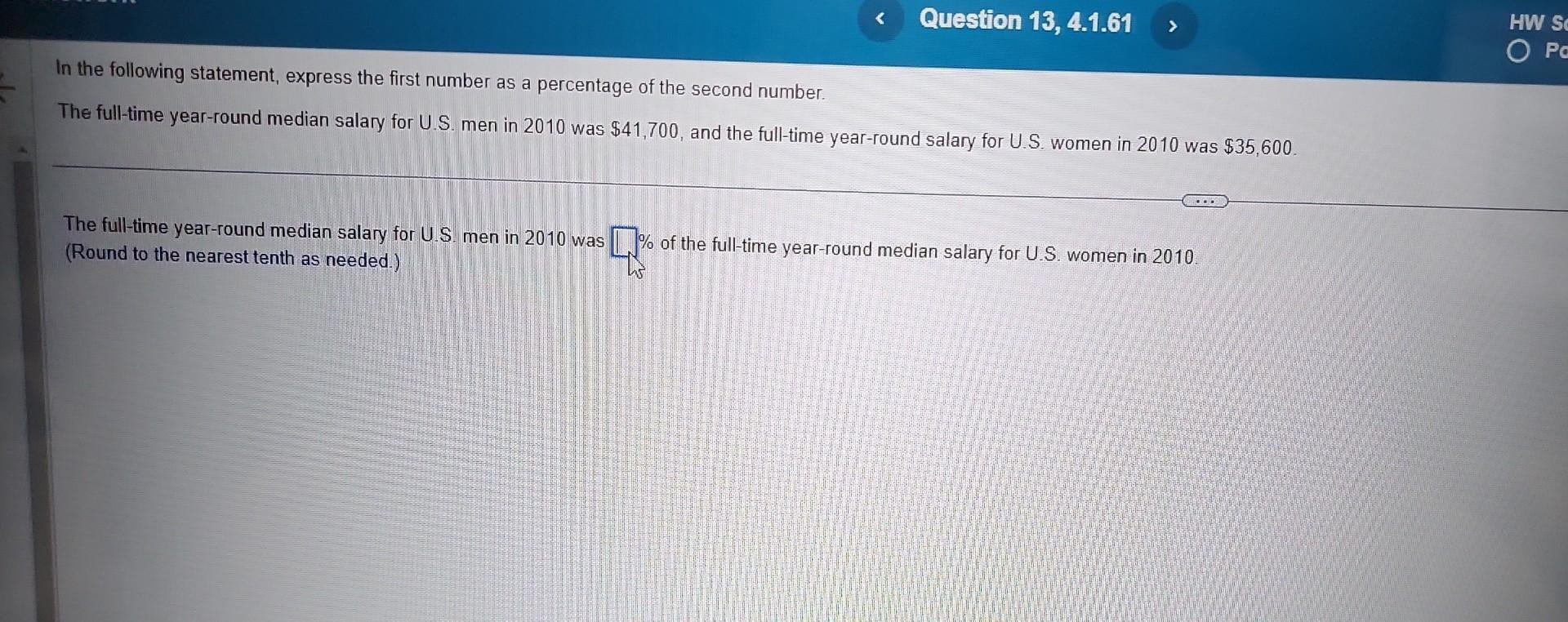 Solved The full time year round median salary for U S men Chegg com