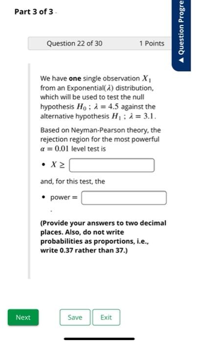 Solved Part 3 of 3 A Question Progre Question 22 of 30 1 | Chegg.com