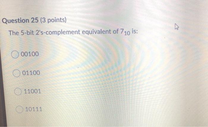 Solved Question 25 (3 points) The 5-bit 2's-complement | Chegg.com