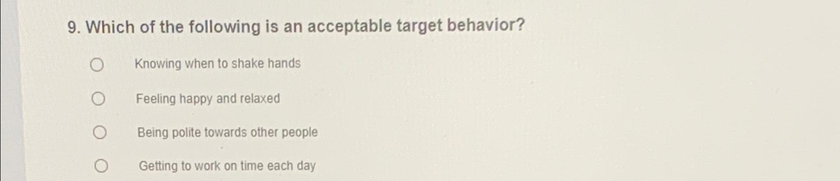 Solved Which of the following is an acceptable target | Chegg.com
