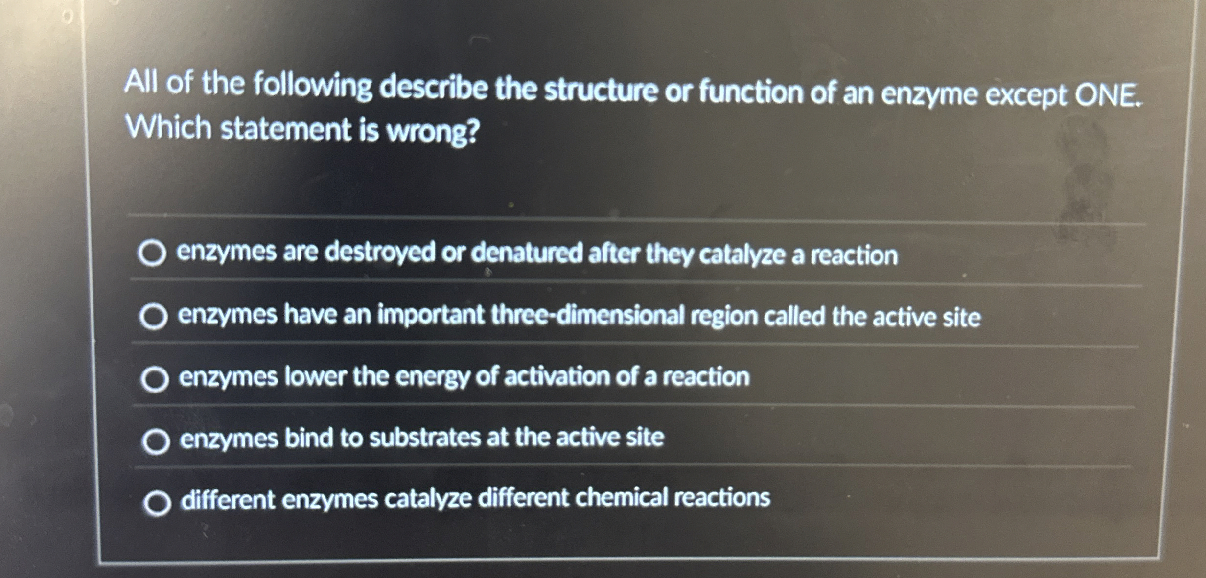 Solved All of the following describe the structure or