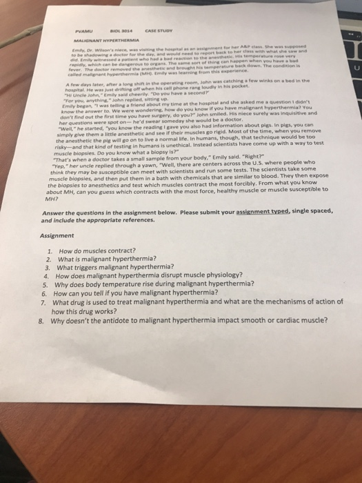 Solved PVAMU O CASE STUDY MALIGNANT HYPERTHERMIA www. hr ABP