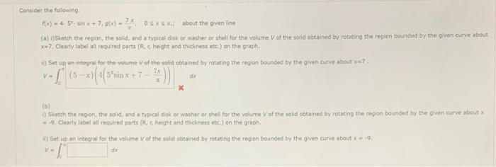 Solved Consider the following Fx) = 4 5-sin x + 7,06%) = 7 | Chegg.com