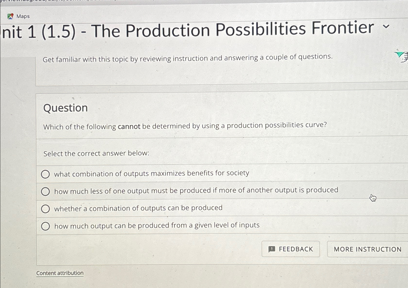 Solved Mapsnit 1 (1.5) - ﻿The Production Possibilities | Chegg.com