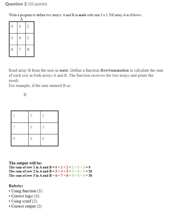 Solved Question 2 (10 points) Write a program to define two | Chegg.com