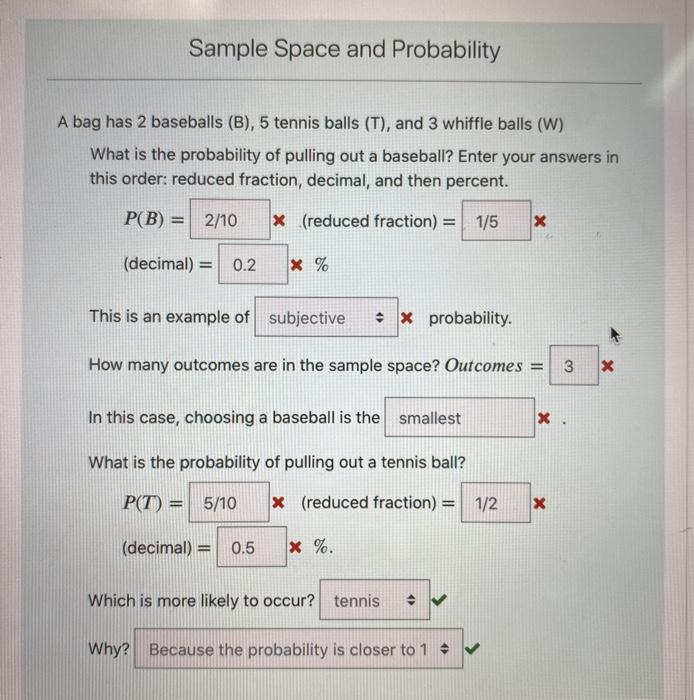 Solved Sample Space and Probability A bag has 2 baseballs
