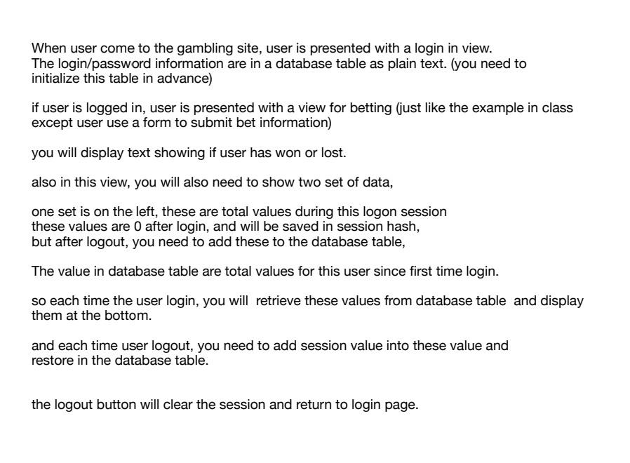 Solved In this assignment, use Sinatra web development | Chegg.com