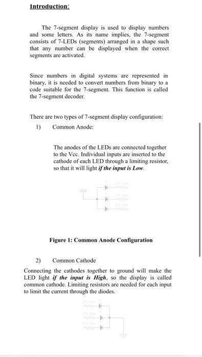 The 7 -segment display is used to display numbers and | Chegg.com