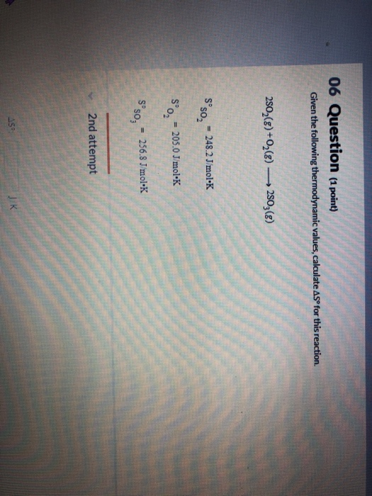 Solved 06 Question (1 point) Given the following | Chegg.com