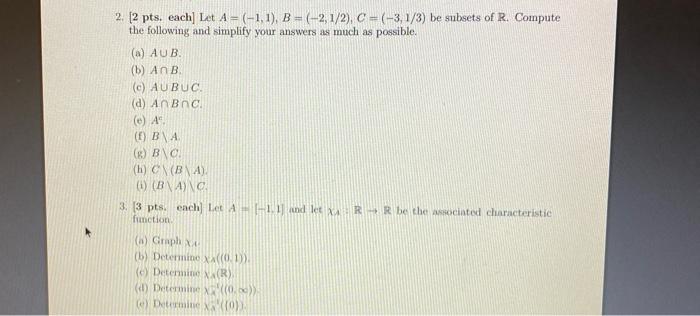 Solved 2. [2 Pts. Each] Let A=(-1,1), B = (-2,1/2), C | Chegg.com