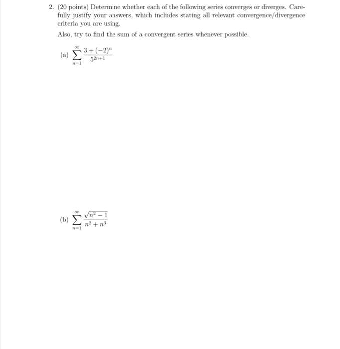 Solved 2. (20 points) Determine whether each of the | Chegg.com