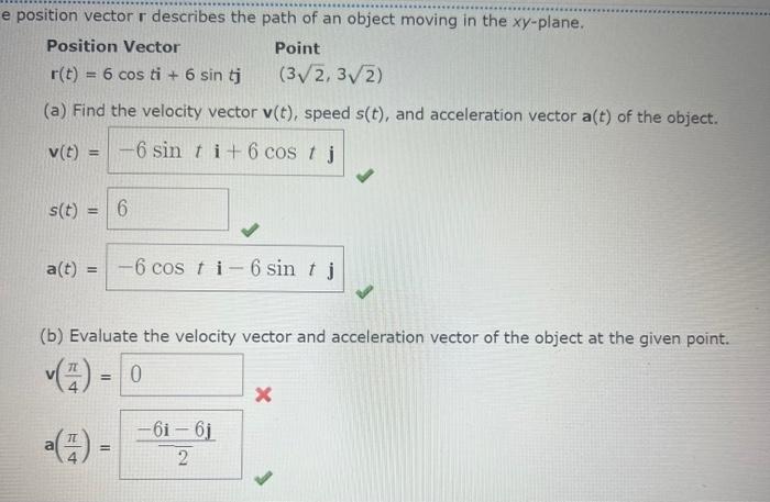Solved e position vector r describes the path of an object | Chegg.com